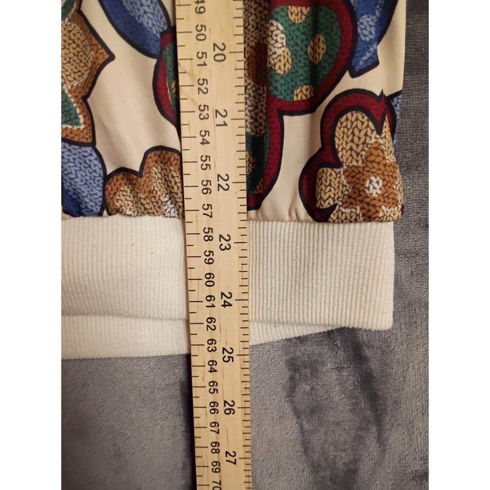 Blair Floral Polo Top Womens XL Cream Multi 3/4 Sleeve Ribbed Hem Retro 2031 - Picture 3 of 6